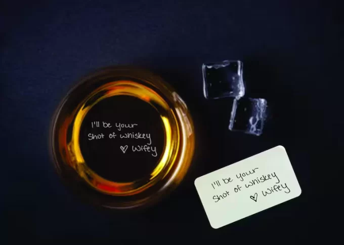 whiskey glass with handwriting engraving
