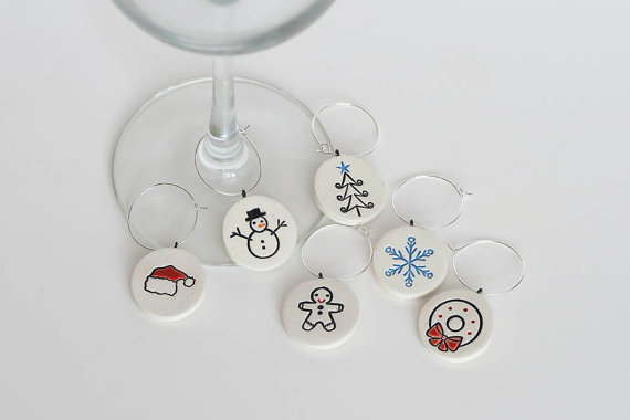 custom wine charms - christmas theme