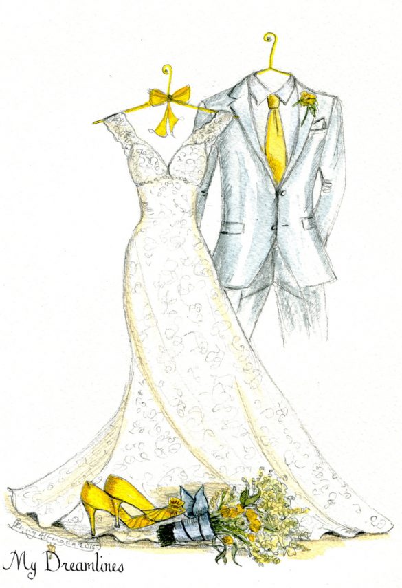 custom wedding dress sketch // via http://etsy.me/2yhEDA7