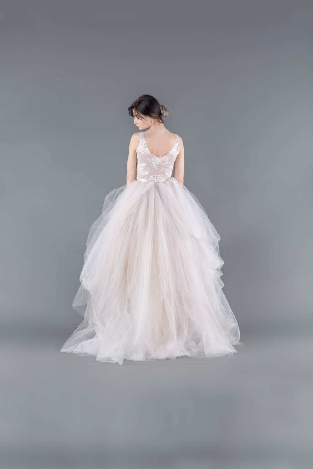 two piece tulle wedding dress