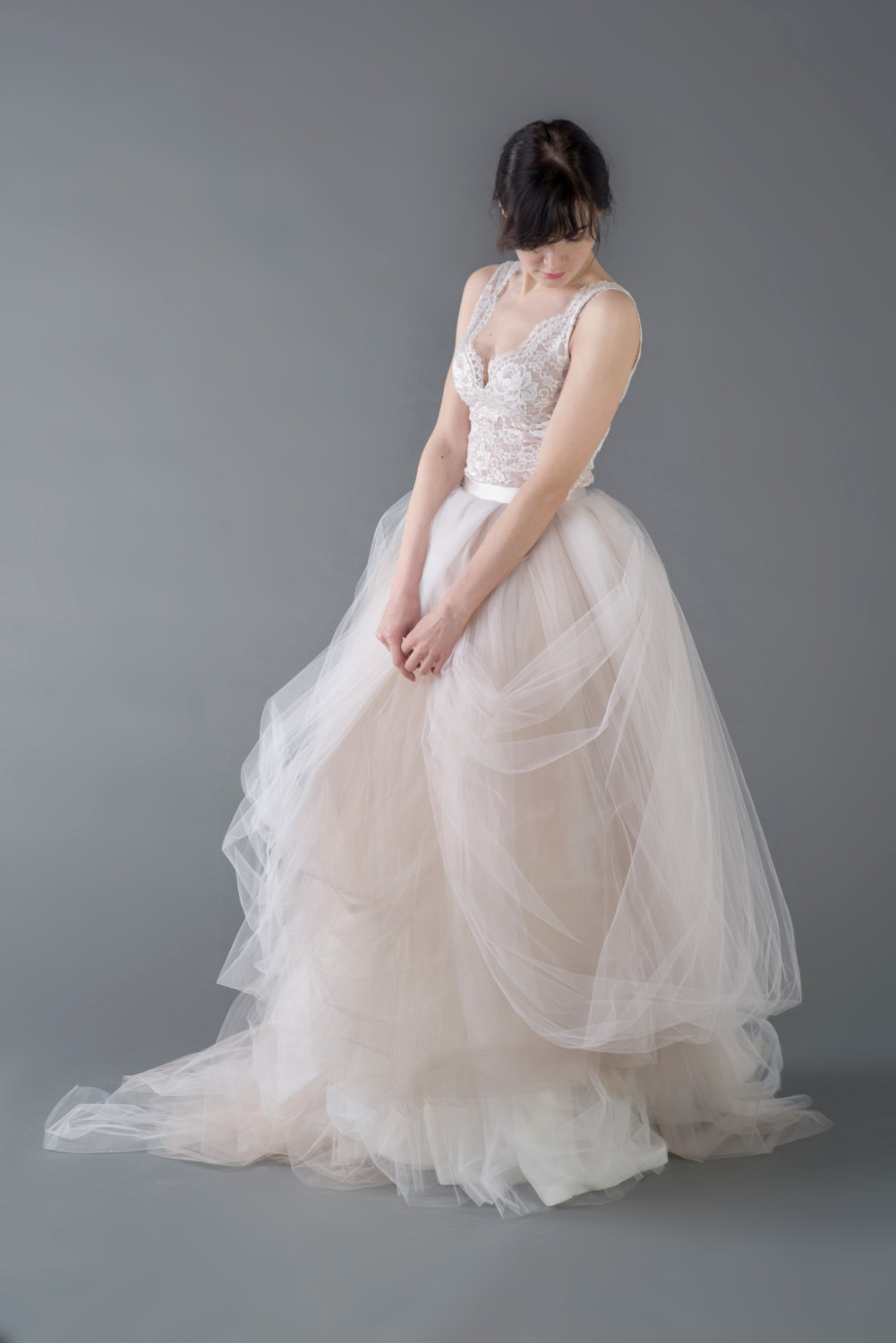 two piece tulle wedding dress