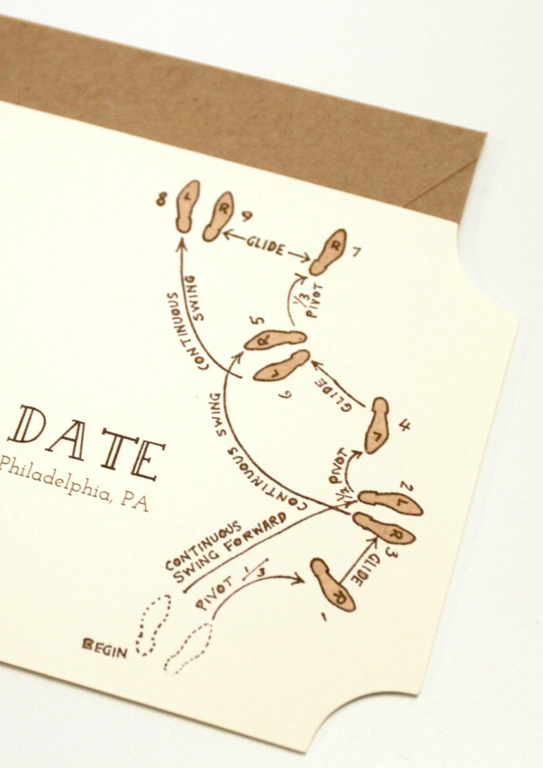 dance steps save the date by golden silhouette
