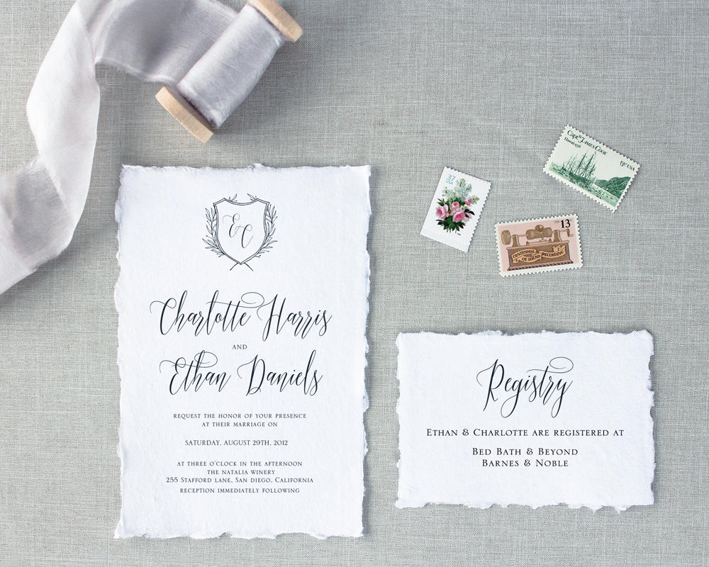 black and white wedding invitations by nostalgic imprints