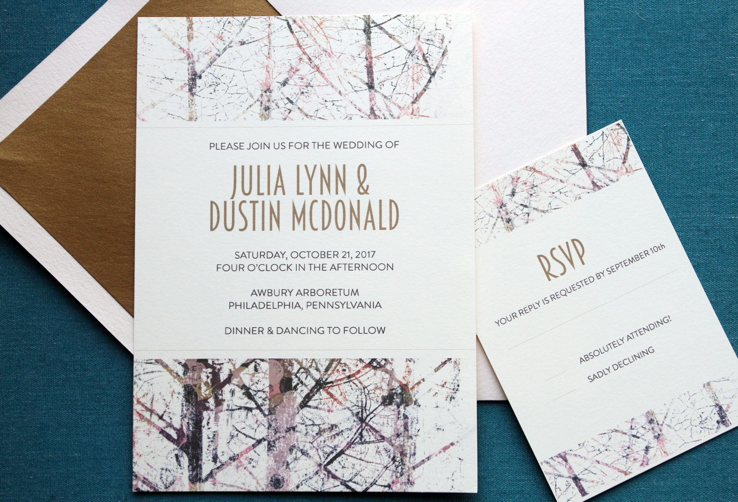 tree branch wedding invitations