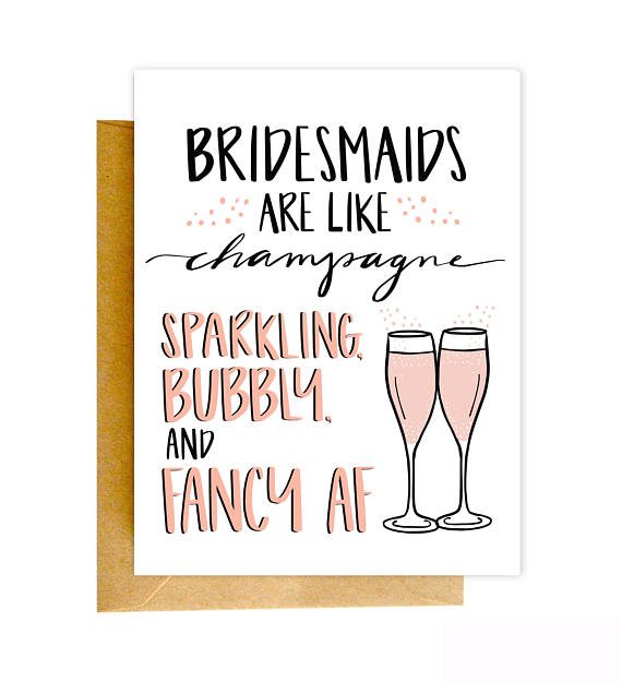 will you be my bridesmaid cards -- champagne