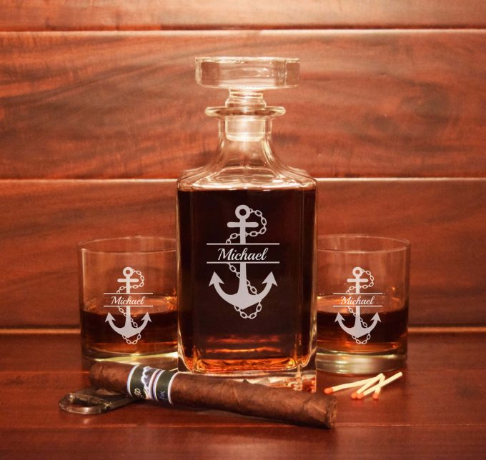 whiskey decanter with nautical theme