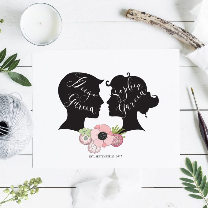 wedding silhouette poster