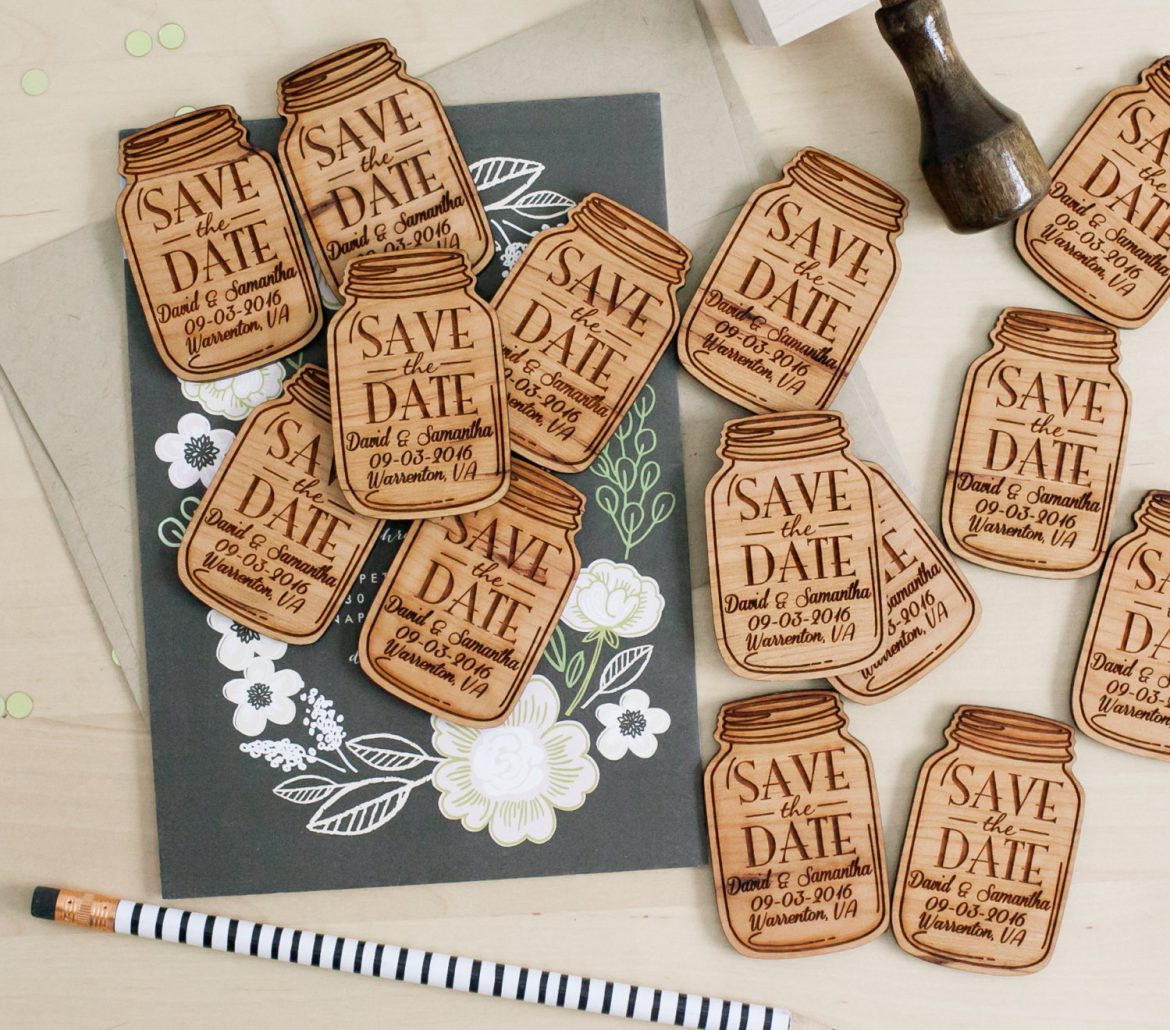 Wood Engraved Magnet Save the Date - Handmade-a-Day