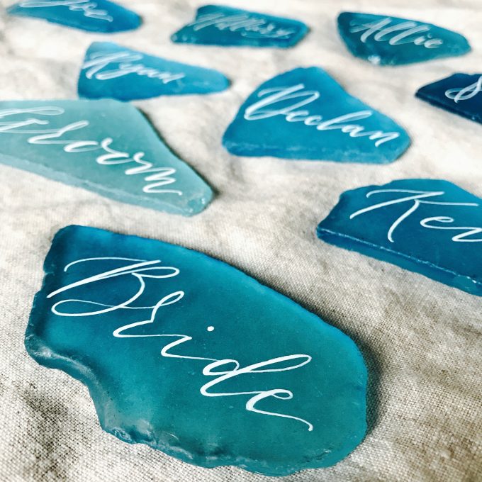 sea glass place cards