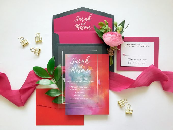 acrylic wedding invitations by brown fox creative