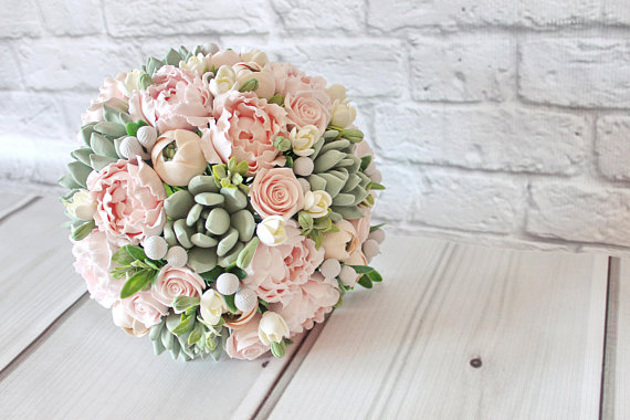 peony and succulent bouquet