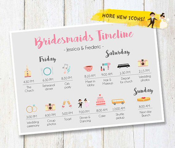 bridesmaids wedding timeline