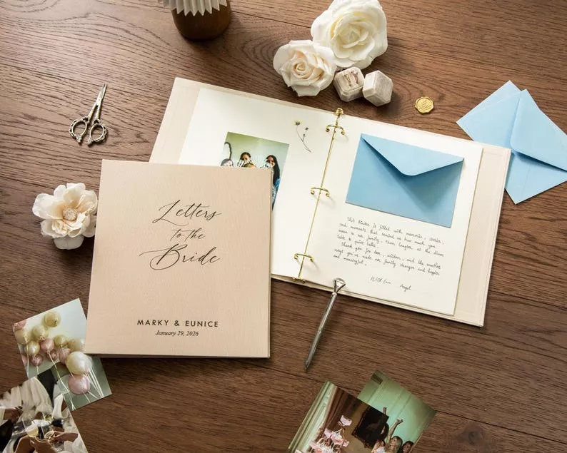 letters to the bride book filled with handwritten wedding day letters