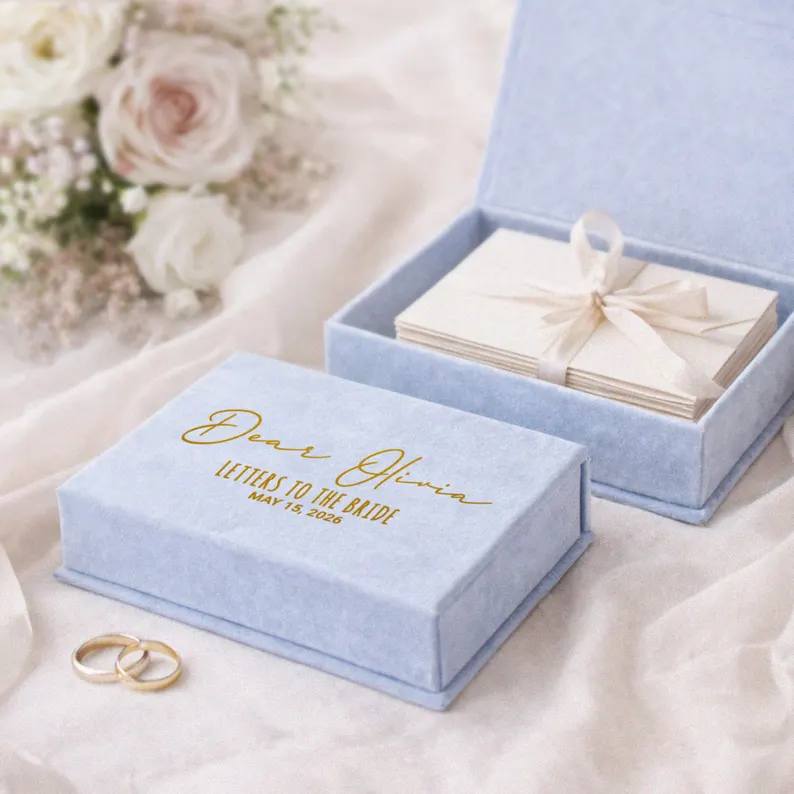 letters to the bride box filled with personal wedding keepsake letters