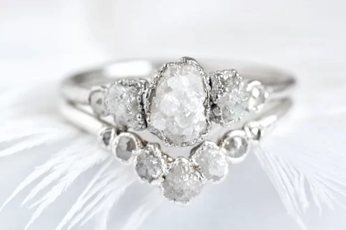 raw diamond engagement rings on etsy