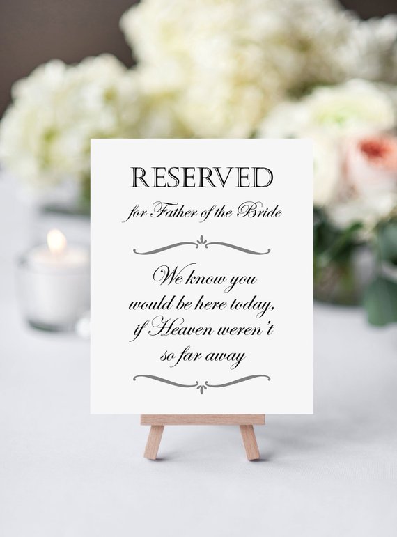 how to honor the bride's father at wedding - in memory of