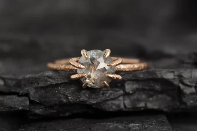 raw diamond engagement ring