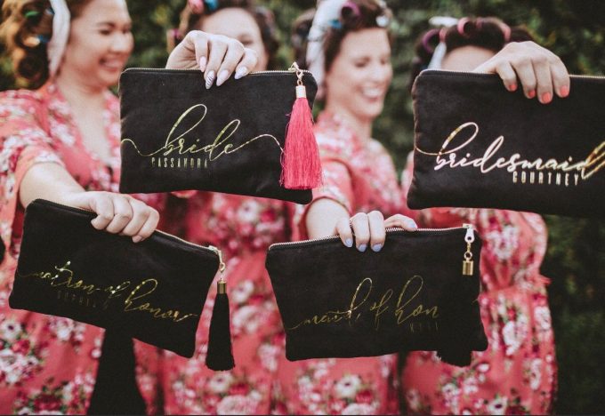 bridesmaid bags by sandra smith, photo by allison claire photography