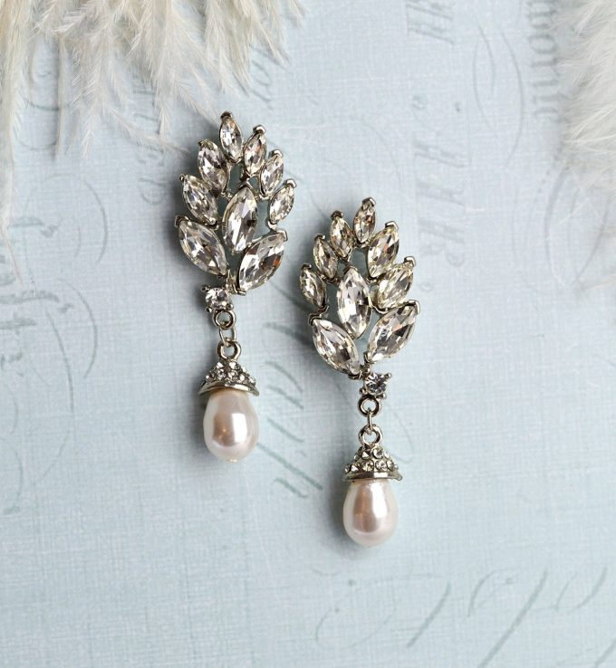 pearl bridal chandelier earrings
