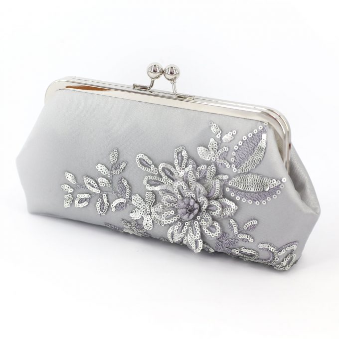wedding purse in metallic grey clutch by angee w.