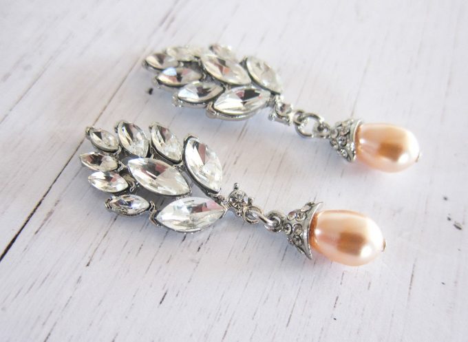 pearl bridal chandelier earrings