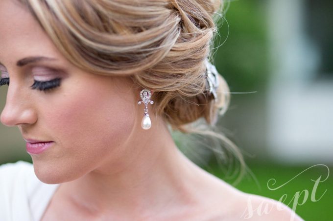 rhinestone bridal chandelier earrings with pearl