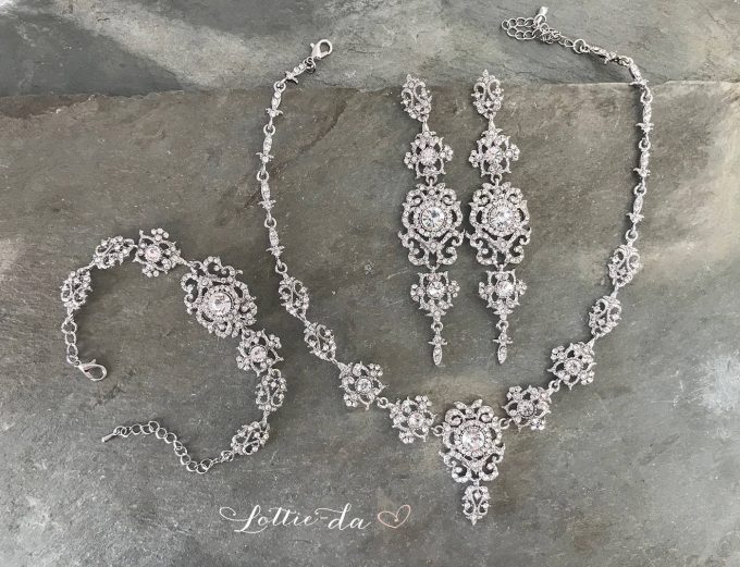 bridal chandelier earrings in silver