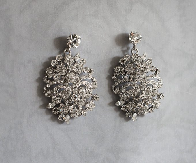 ornate bridal chandelier earrings