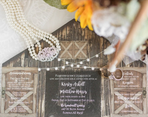 rustic wedding invitations with barn
