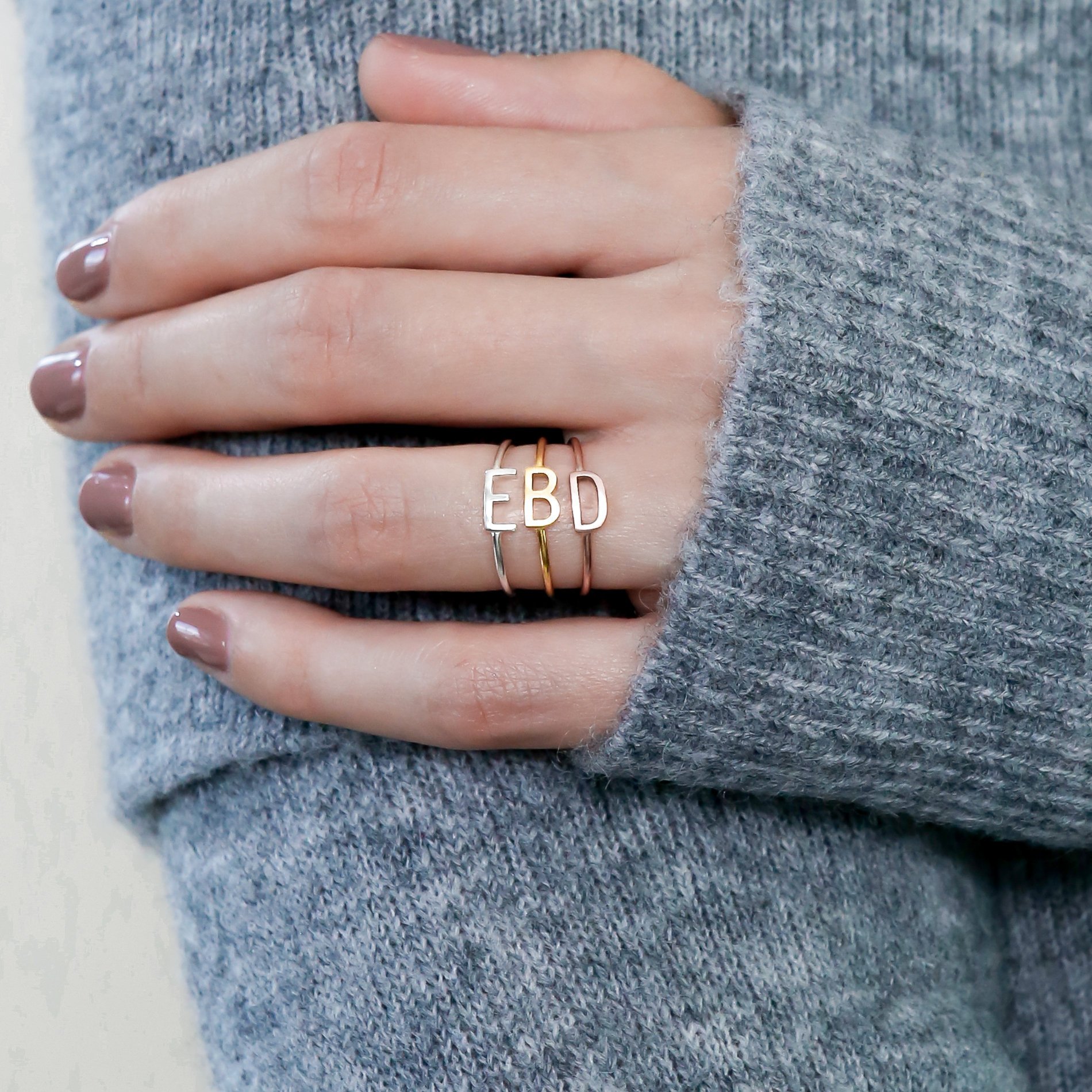 These Stackable Initial Rings Are Trending for Bride + Bridesmaids