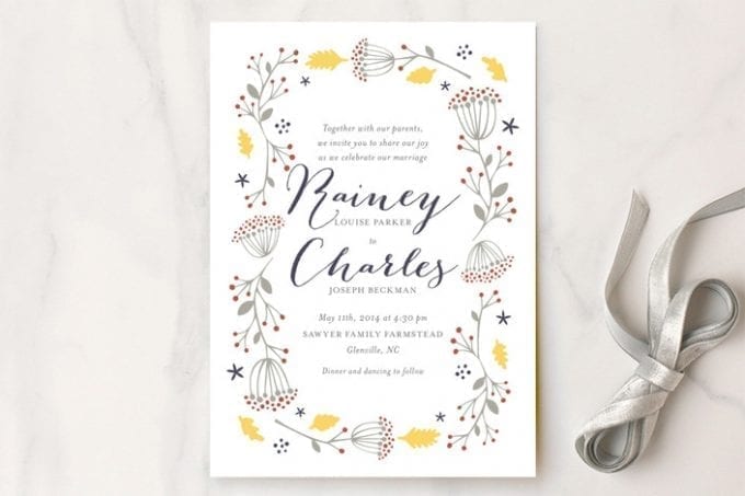 diy wedding invitation with floral design