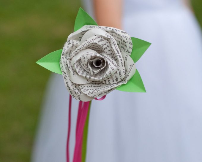 flower girl wand made of paper rose