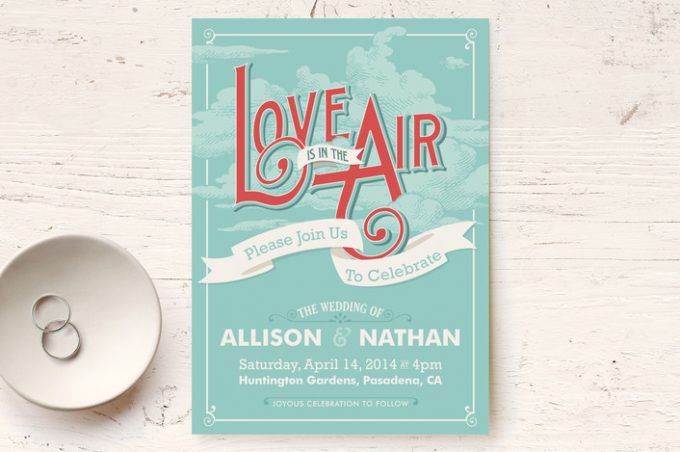 love is in the air wedding invitation