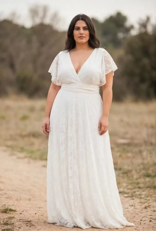 convertible plus size boho lace Etsy wedding dress