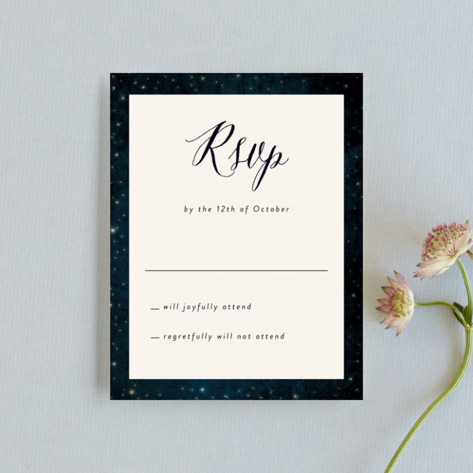 rustic starry night invitations and rsvp cards
