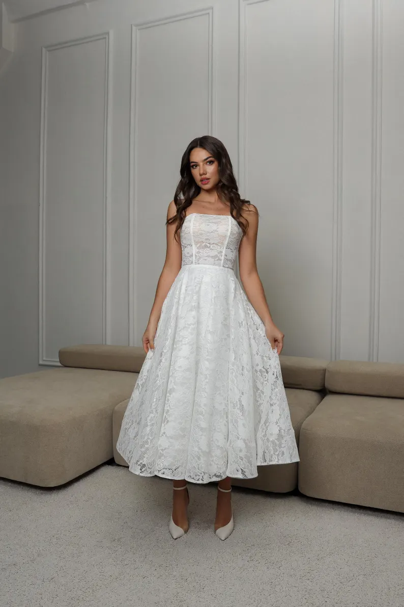 short tea length Etsy wedding dress