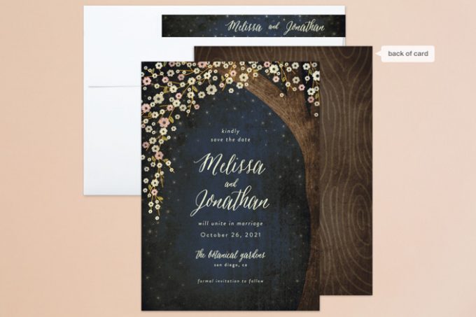rustic starry night invitations + save the date cards
