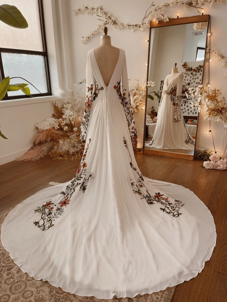 floral embroidered unique Etsy wedding dress