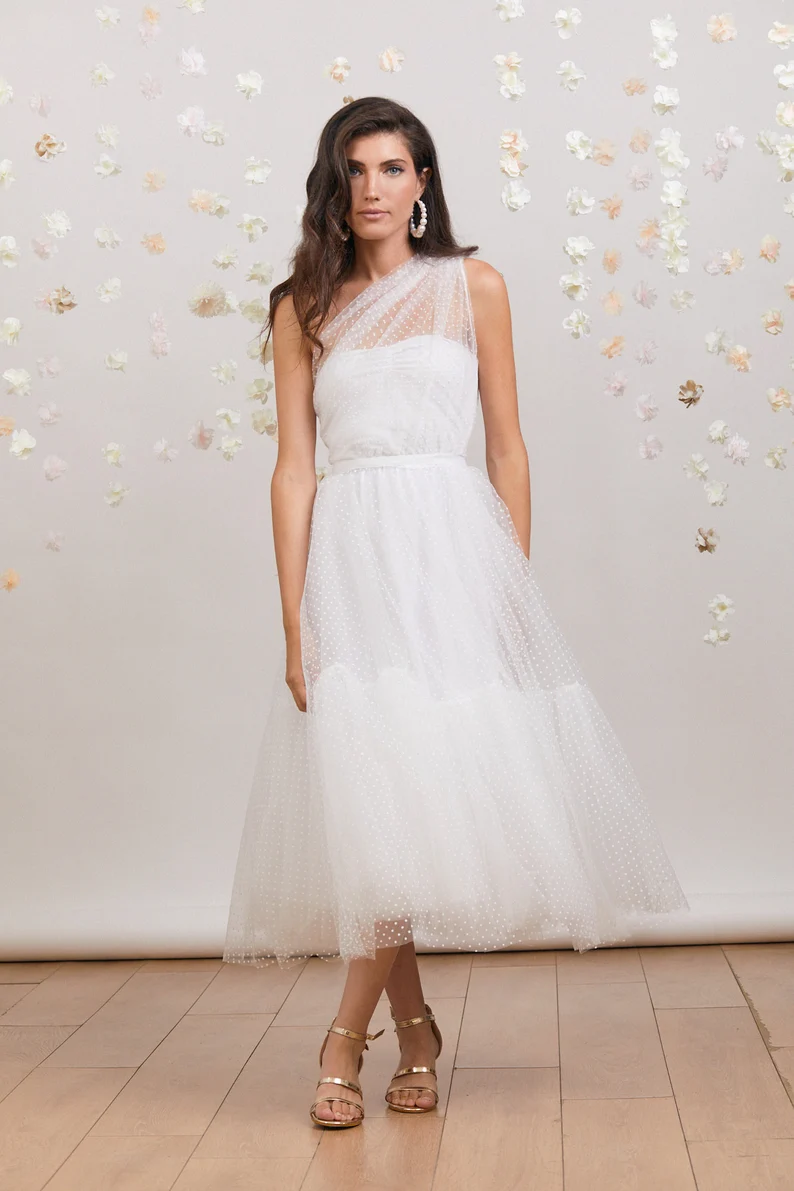 vintage-inspired tea length Etsy wedding dress