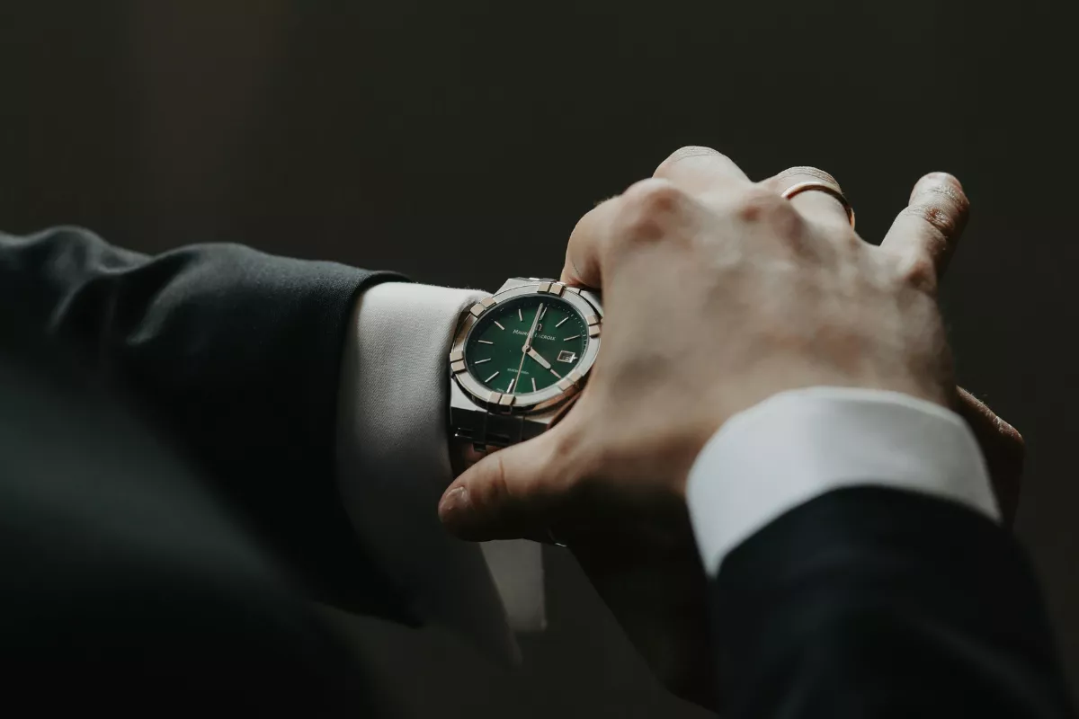 best groom watches styled on wrist for wedding ceremony detail moment