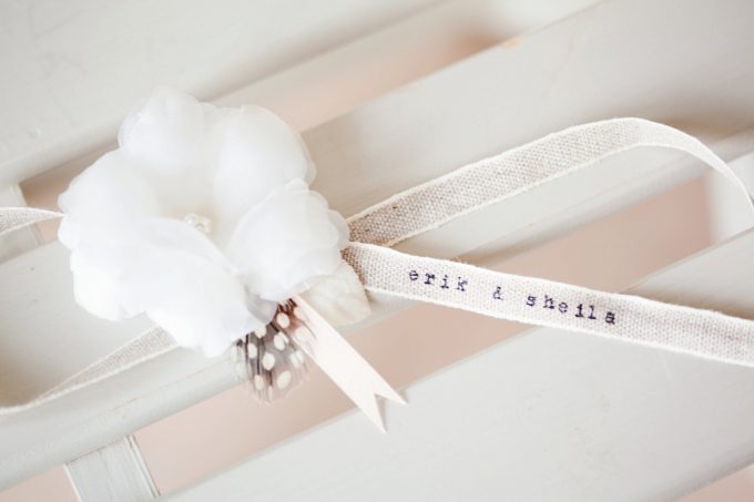 hand-stamped wedding garter