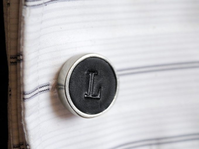 monogram leather cufflinks