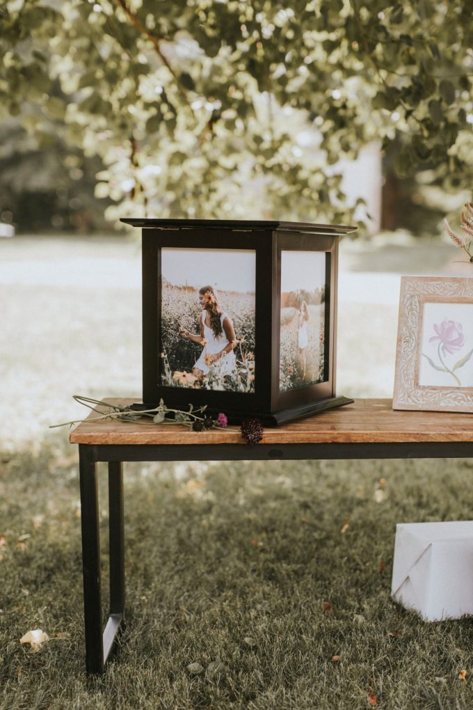 wedding card box with photos