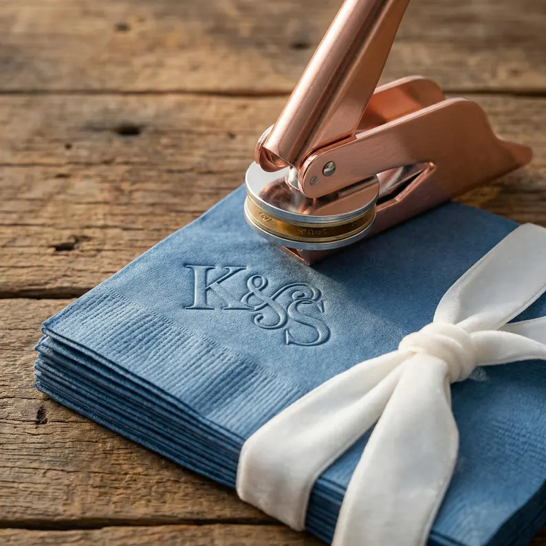 custom embosser for wedding cocktail napkins
