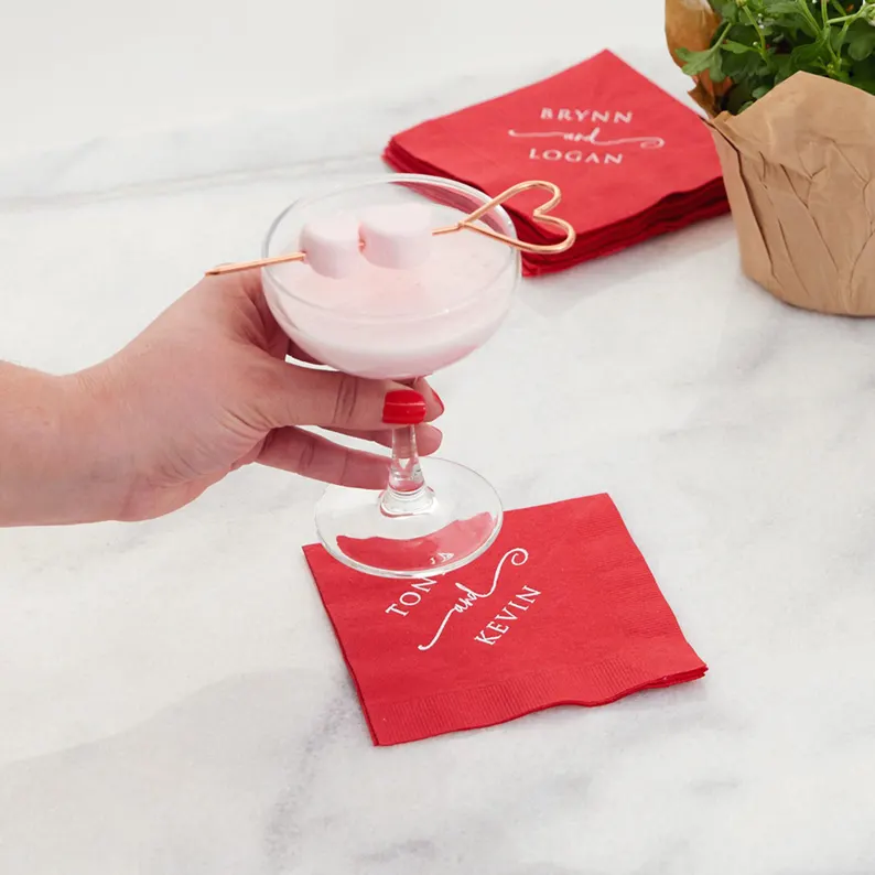 colorful personalized wedding cocktail napkins