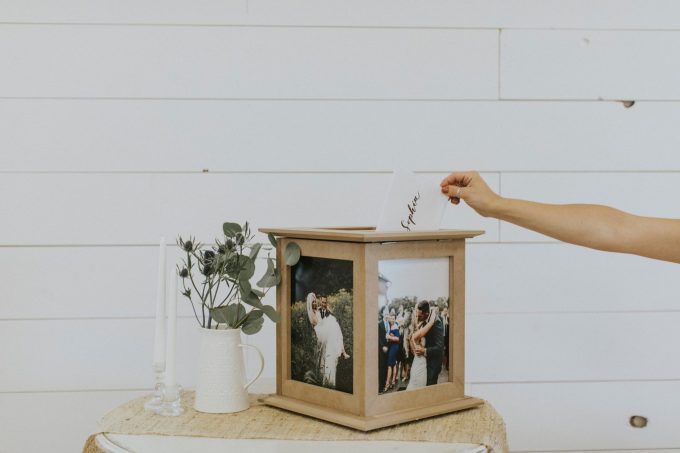 wedding card box with photos