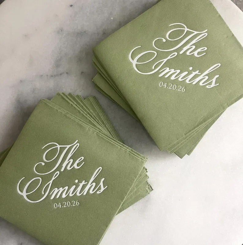 personalized cocktail napkins for wedding with debossing
