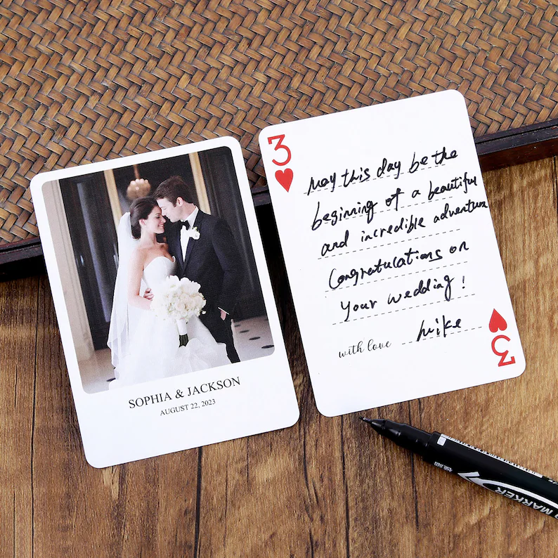 Personalized playing cards wedding guest book alternative