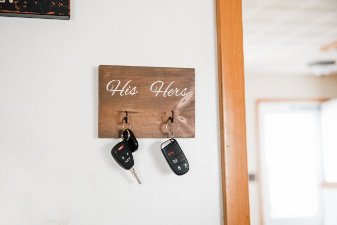his and hers and dog key holder