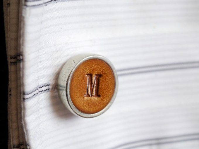 monogram leather cufflinks